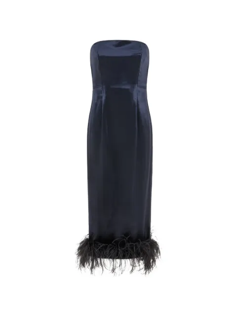 16Arlington Minelli feather-trim velvet midi dress