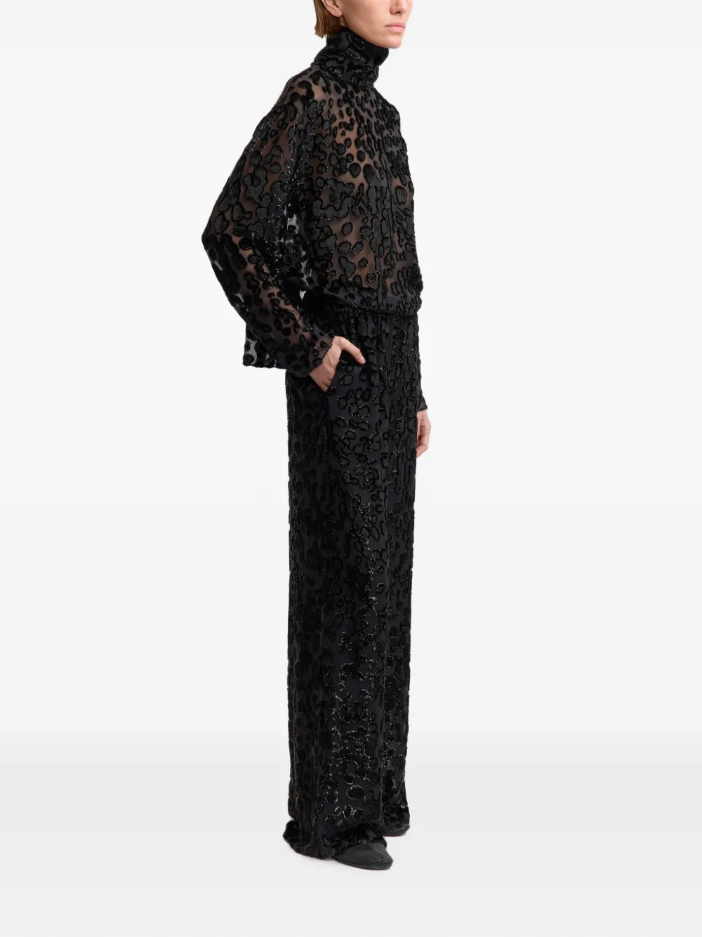 16Arlington Rocco Devoré Trousers in Black, view 3
