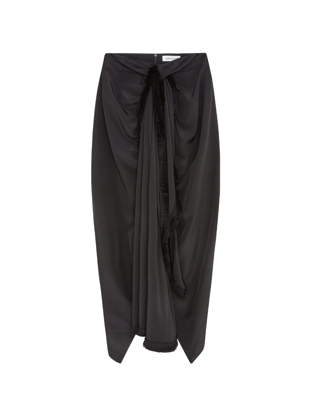 16Arlington Tanaro fringed-trim midi skirt - Nero