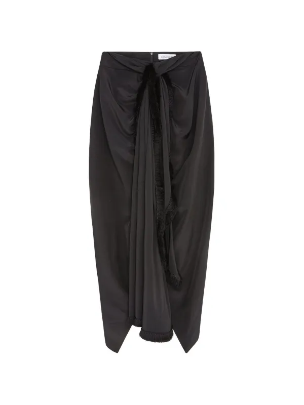 16Arlington Tanaro Fringed-trim Midi Skirt in Black