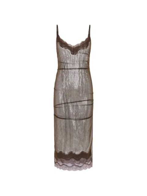 16Arlington Andrea lace-trimmed sequin-embellished midi dress