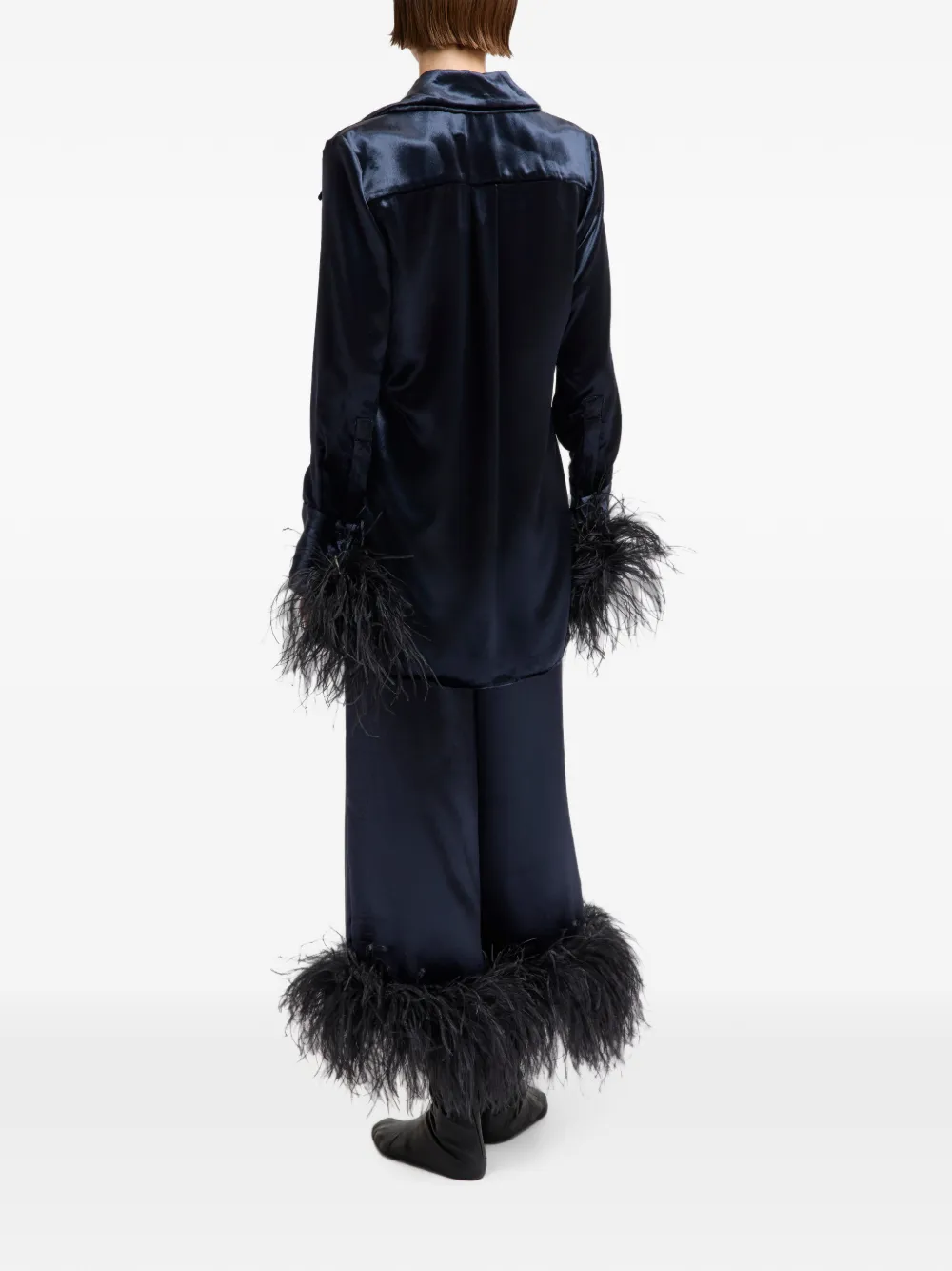 16Arlington Joelle Feather-trim Trousers in Blue, view 4