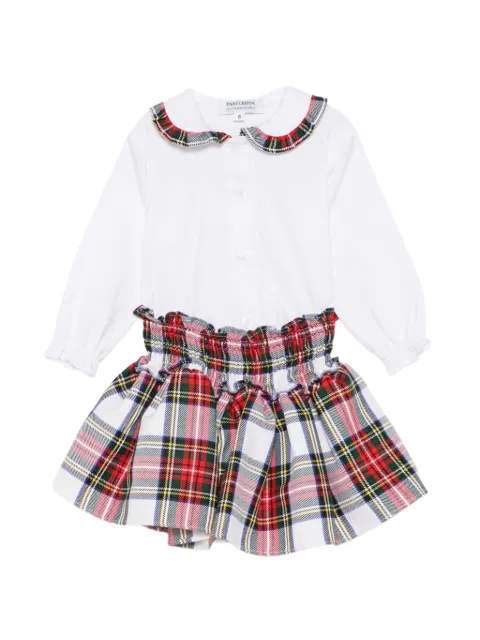 PAIO CRIPPA tartan-trim ruffled skirt set