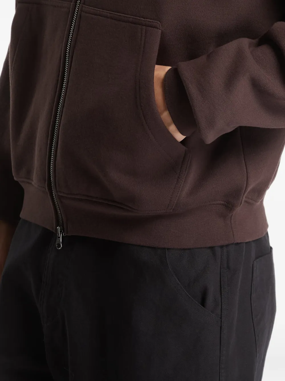 dime Grid hoodie met rits Bruin