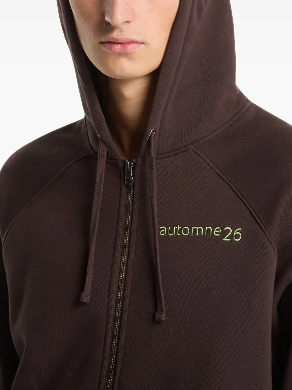 dime Grid hoodie met rits Bruin