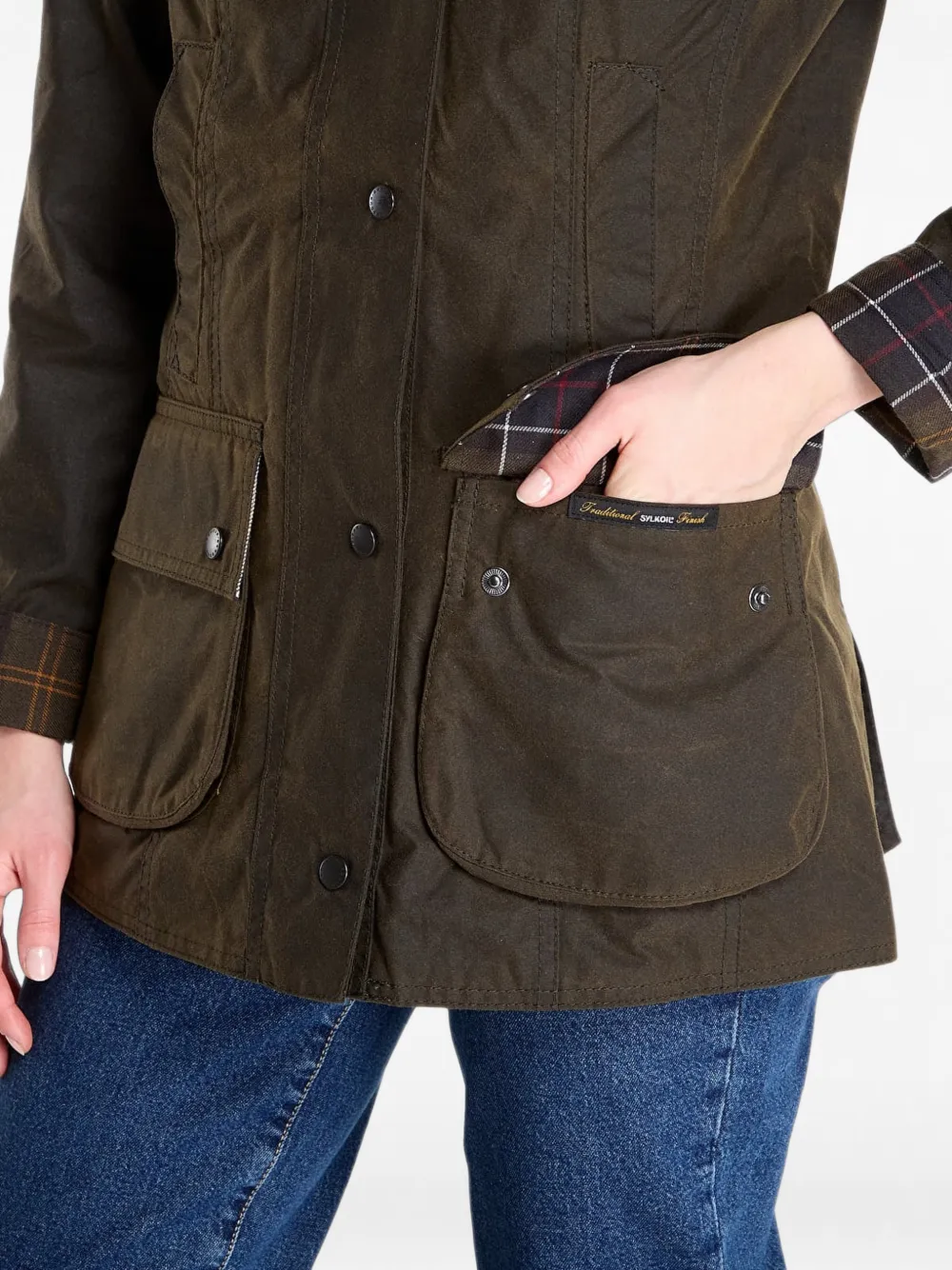 Barbour Jack met ribfluwelen kraag van gewaxt katoen Bruin