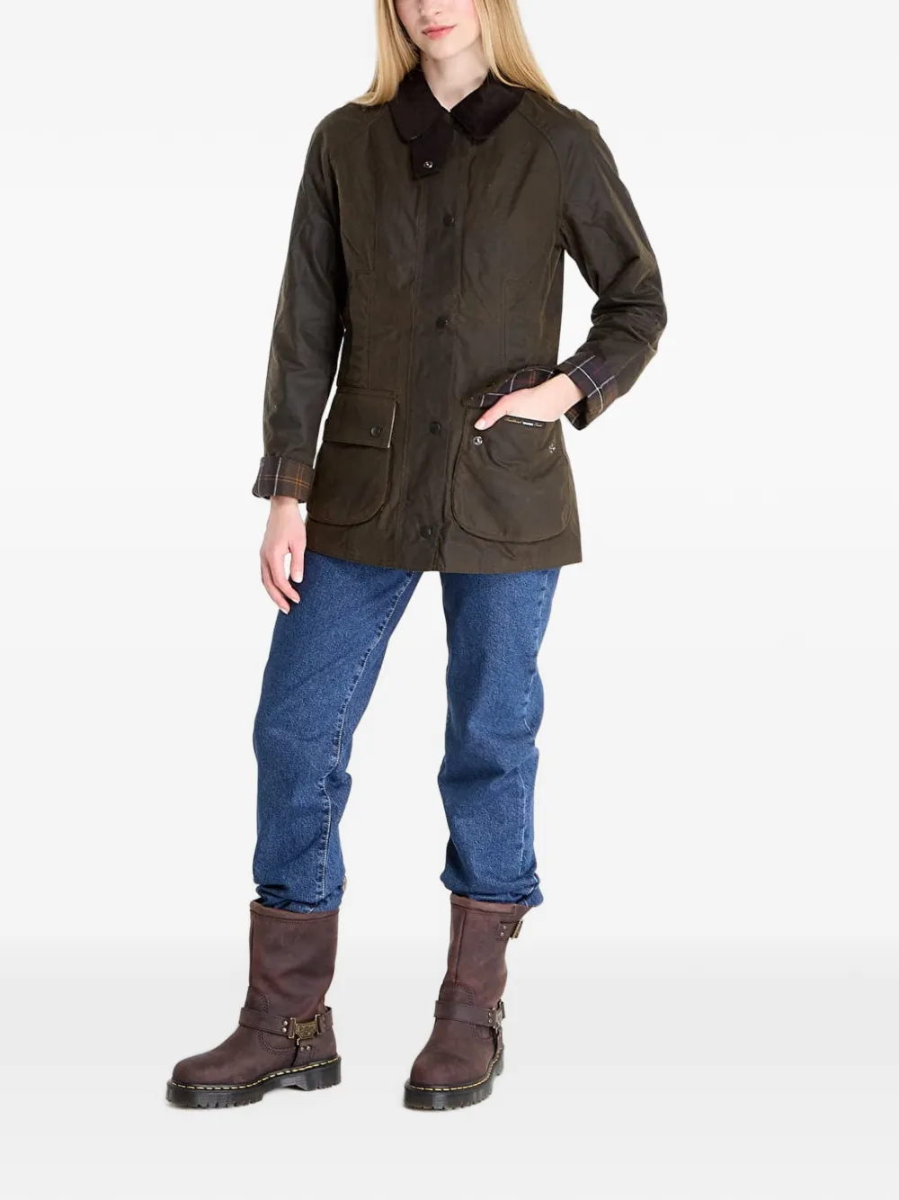 Barbour Jack met ribfluwelen kraag van gewaxt katoen Bruin