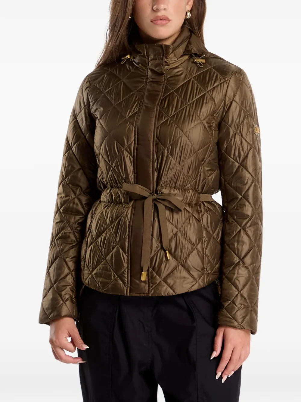 Michael Kors quilted belted jacket - Brown