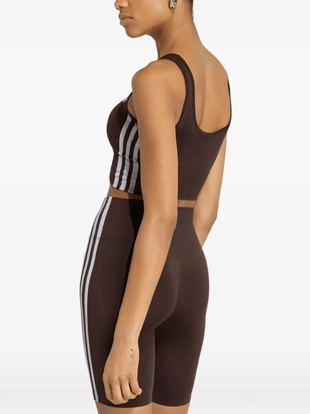 adidas Gestreepte sport-bh met geborduurd logo Bruin