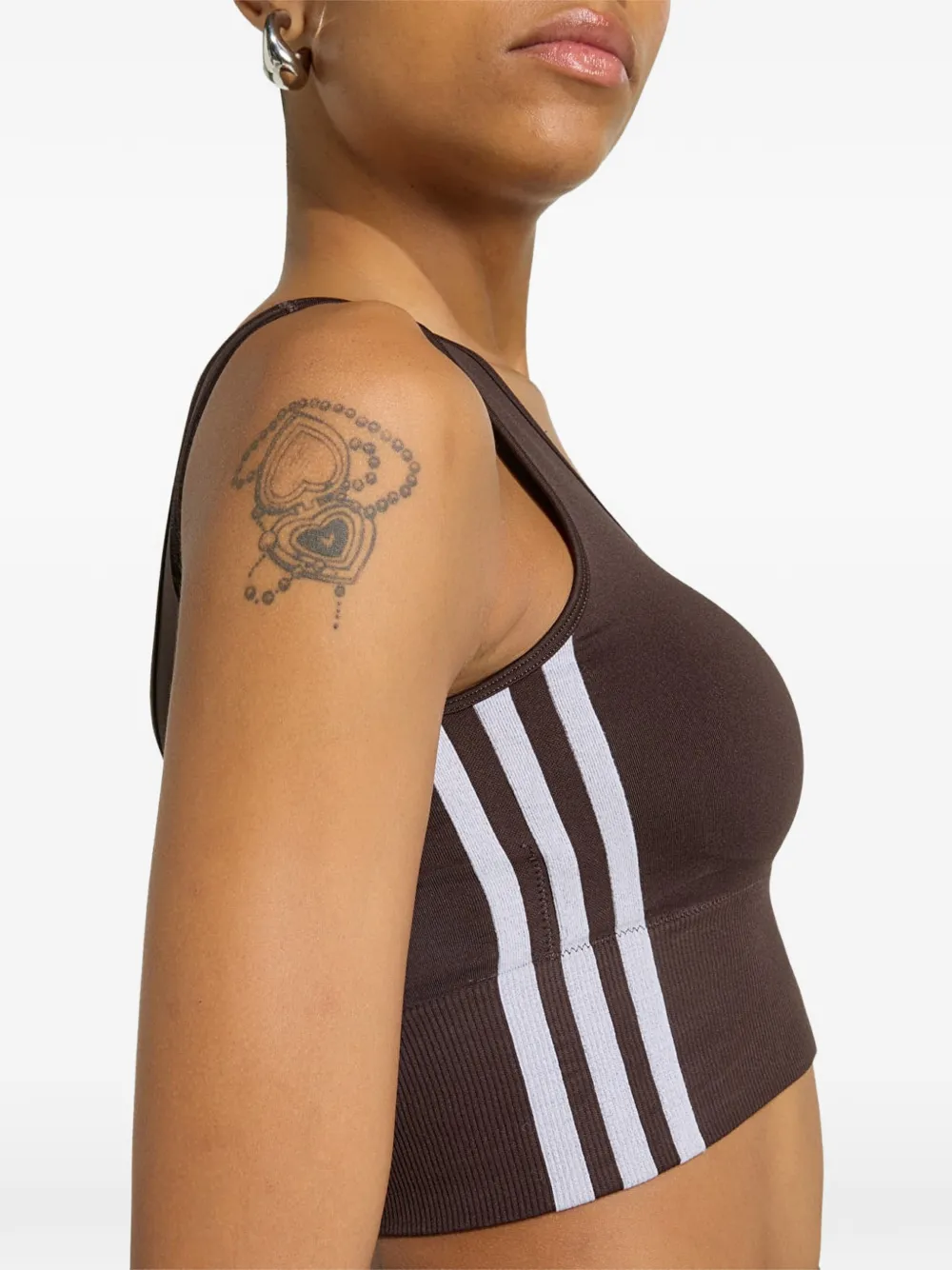 adidas Gestreepte sport-bh met geborduurd logo Bruin