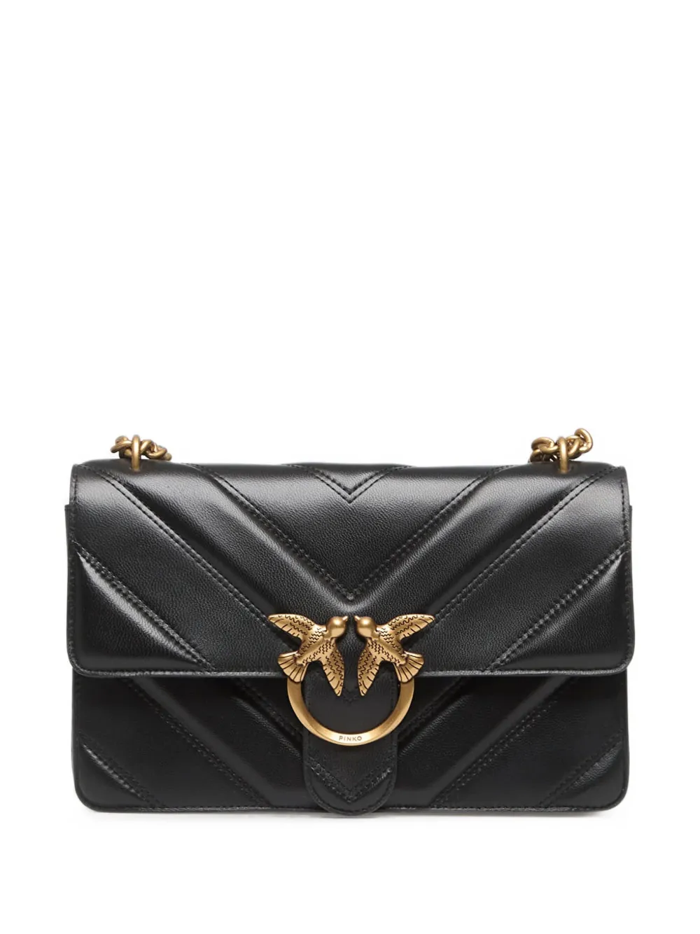PINKO Medium Love Bag One Light chevron nappa leather crossbody bag - Nero