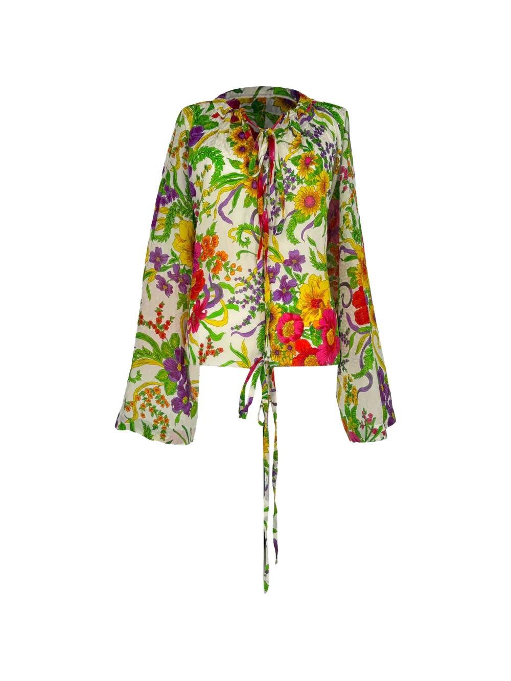 Balenciaga Pre-Owned Floral-print blouse - Nude