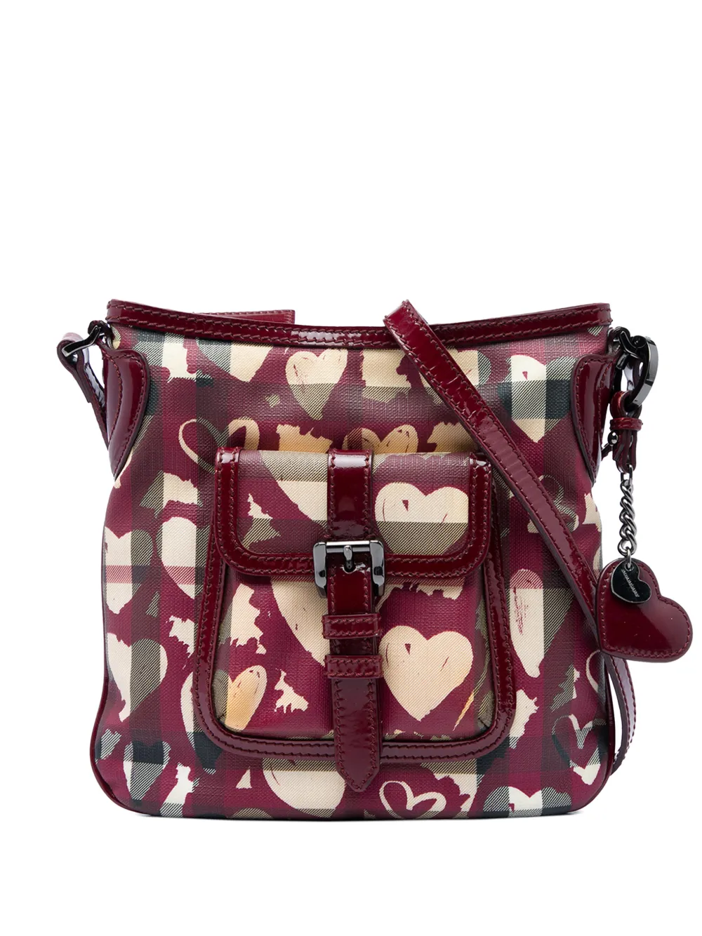 Burberry Pre-Owned 2000-2017 House Check Coated Canvas Hearts crossbody bag - Rot