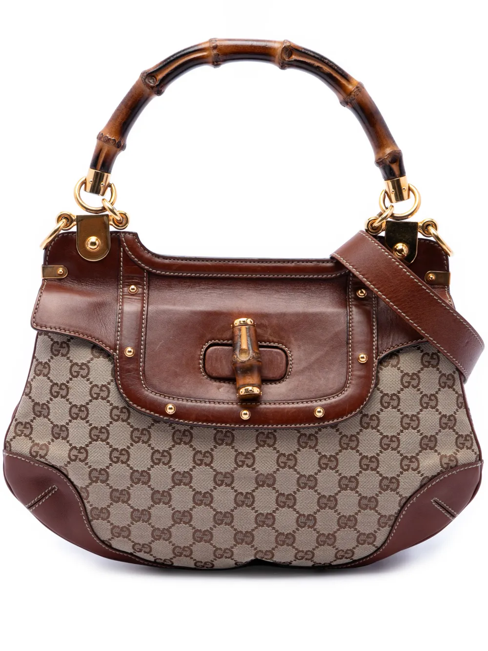 Gucci Pre-Owned sac sacoche Peggy à poignée en bambou en toile GG (2000-2015) - Tons neutres Gucci Pre-Owned sac sacoche Peggy à poignée en bambou en toile GG (2000-2015) - Tons neutres