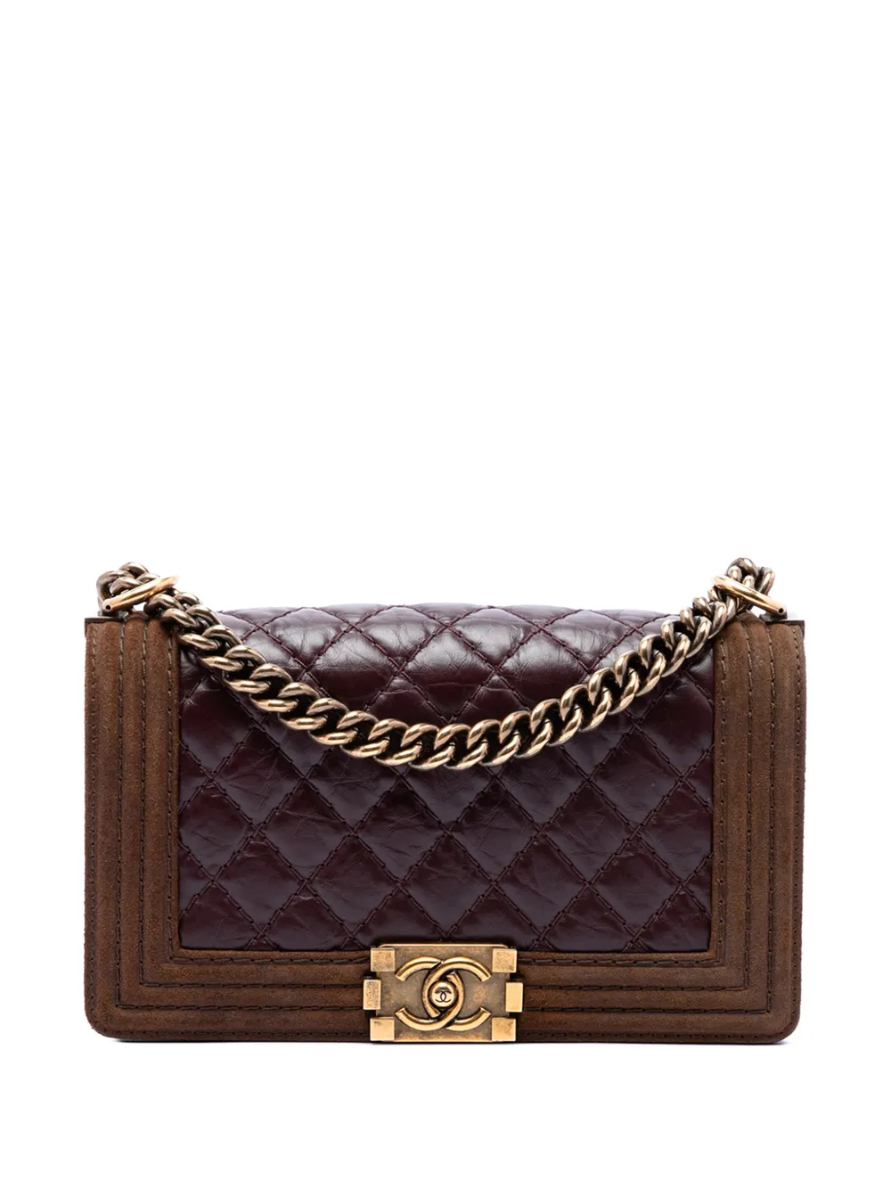 CHANEL Pre-Owned 2013-2014 Old Medium Nubuck Trimmed Quilted Aged Calfskin Boy Flap crossbody bag - Rosso