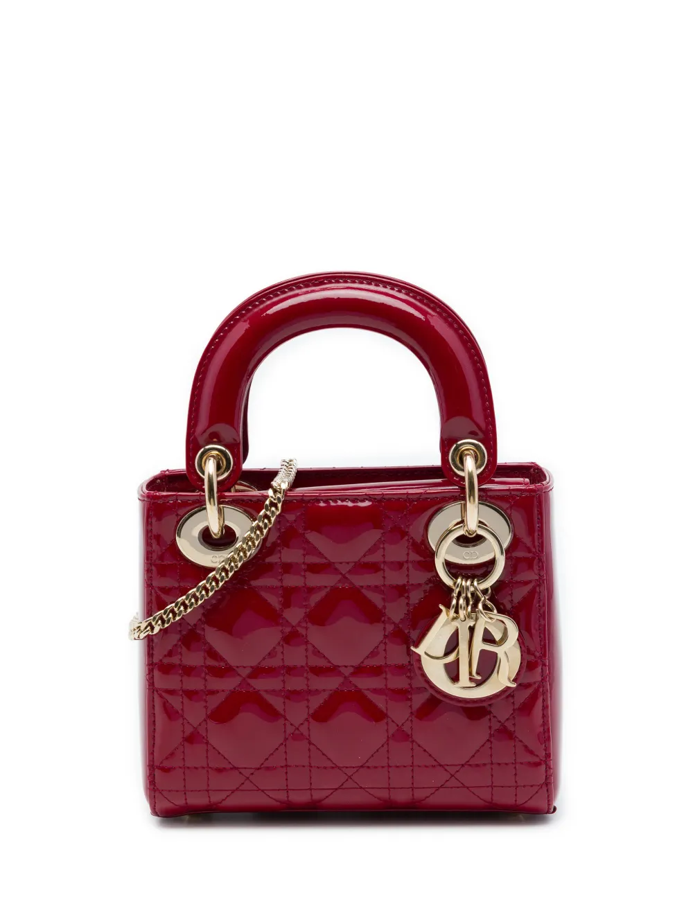 Christian Dior Pre-Owned 2019 Mini Patent Cannage Lady Dior satchel - Rot