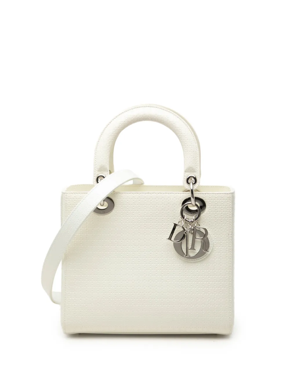 Christian Dior Pre-Owned 2016 Medium Patent Microcannage Lady Dior satchel - Weiß