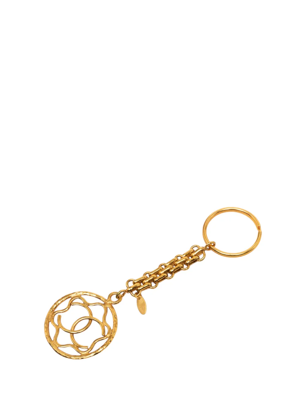 CHANEL Pre-Owned 1970-1980 CC Gold Plated Round Ring Bag Charm key chain