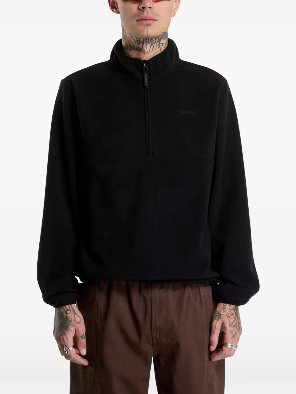 Gramicci Thermo-fleece sweater met kwartrits Zwart