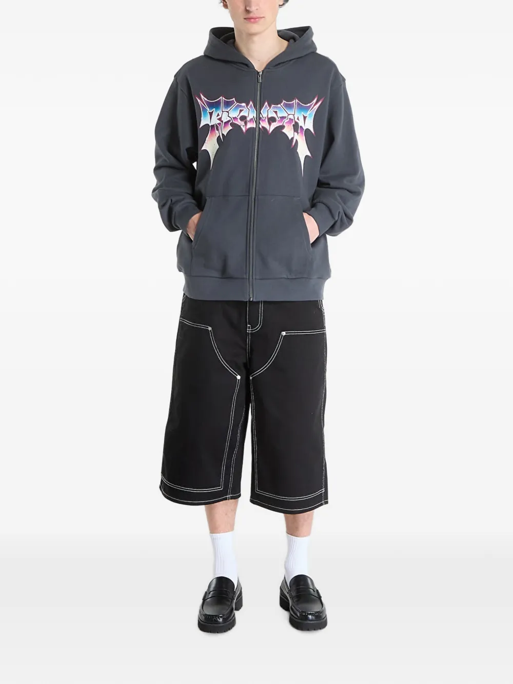 Ripndip Noid graphic-print zip-up hoodie - Grigio