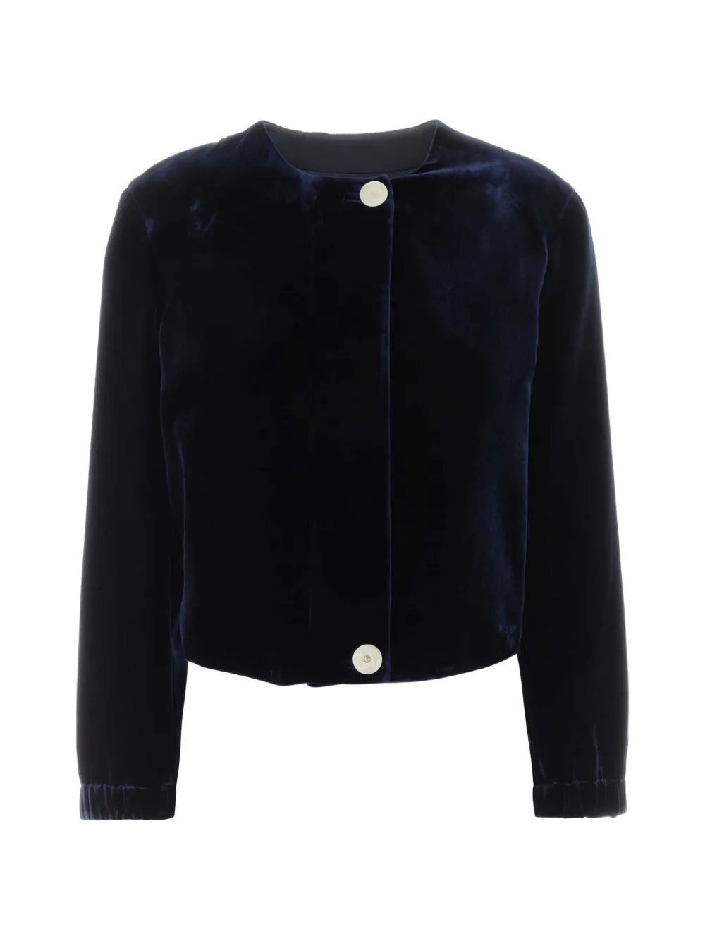 Giorgio Armani Velvet Elasticated-trim Jacket In Black