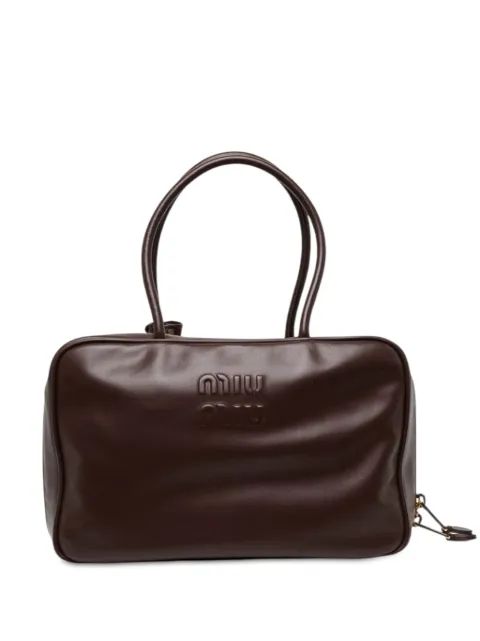 Miu Miu Pre-Owned bolsa de mano Beau grande de piel de becerro con logo 2010-2026