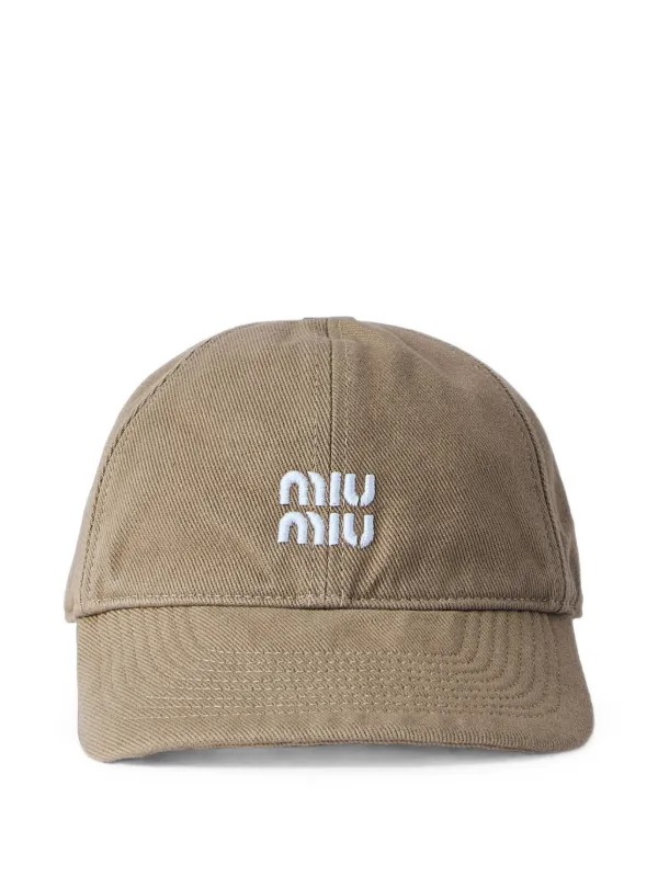 Miu Miu Denim Baseball Cap in Neutrals