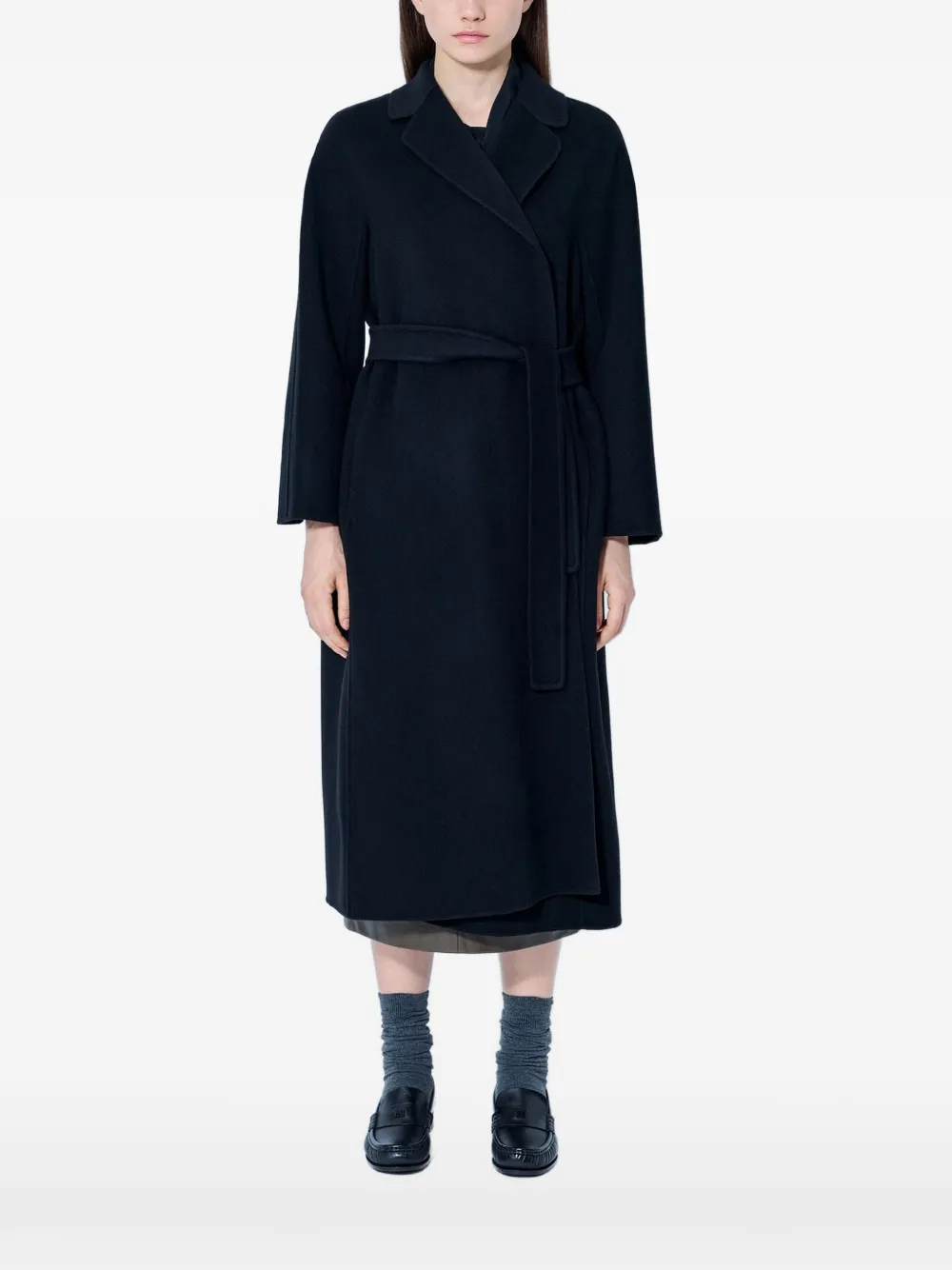 Max Mara belted notched-lapels coat