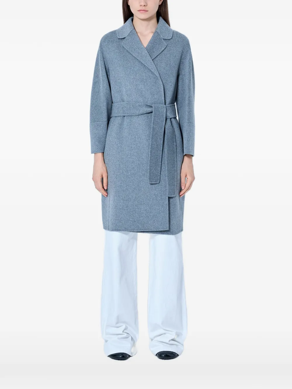 Max Mara belted notched-lapels coat