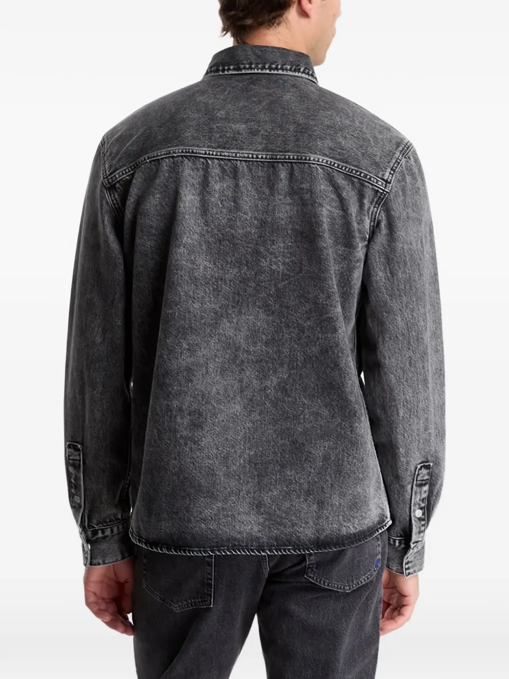 Karl Lagerfeld Jeans Overhemd met opgestikte zak en acid-wassing Zwart