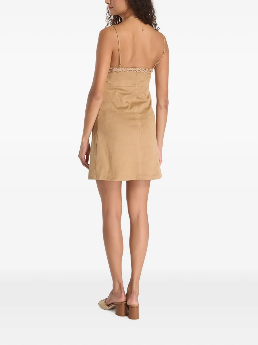 GUESS USA Jurk met spaghettibandjes en kanten afwerking Beige