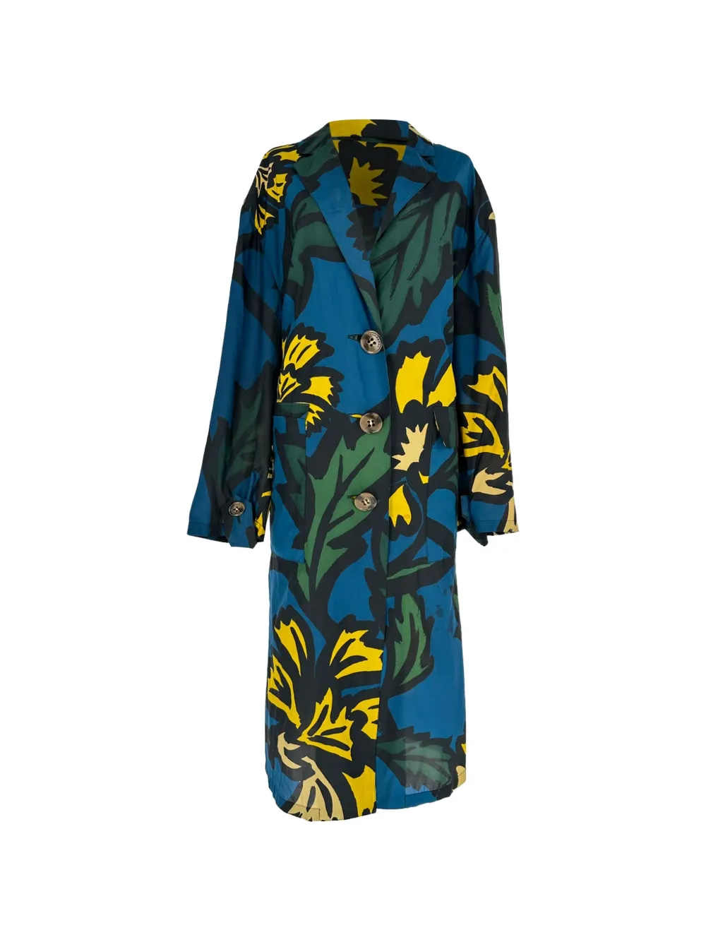 Burberry Pre-Owned floral-print single-breasted trench coat - Blue