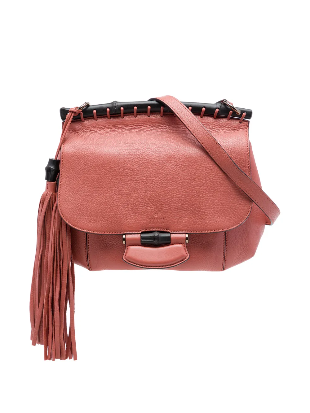 Gucci Pre-Owned 2016-2026 Medium Leather Bamboo Nouveau Fringe crossbody bag - Pink