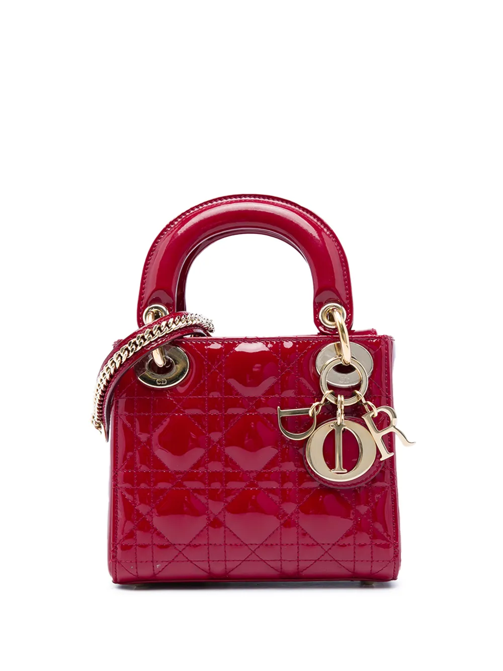 Christian Dior Pre-Owned 2019 Mini Patent Cannage Lady Dior satchel - Rot