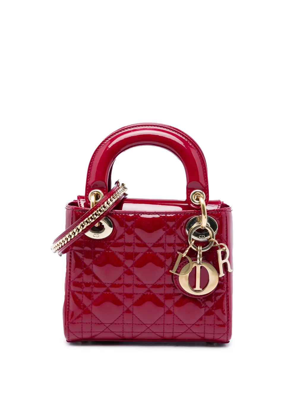 Christian Dior Pre-Owned 2019 Mini Patent Cannage Lady Dior satchel - Rot