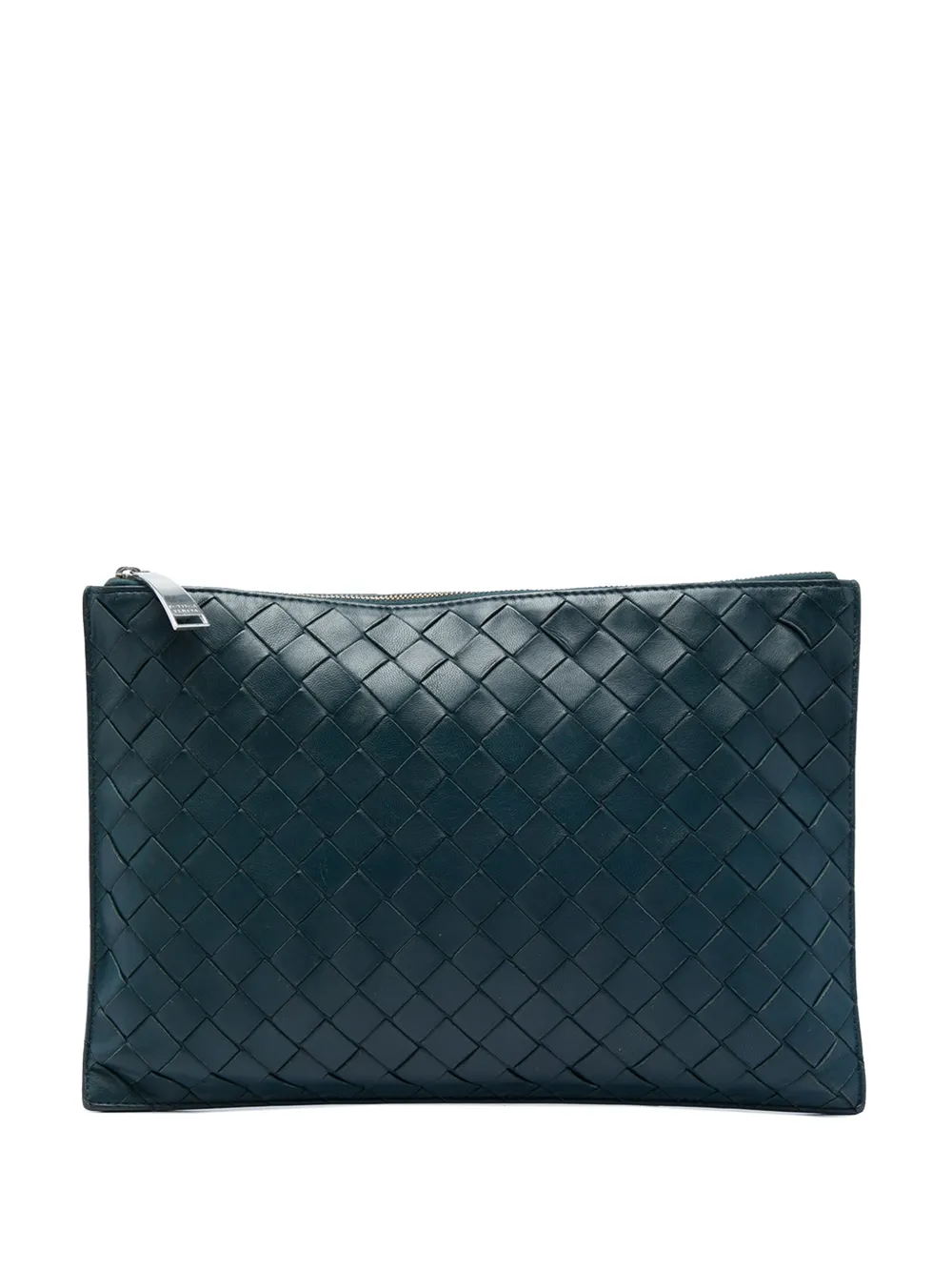 Bottega Veneta Pre-Owned pochette en cuir nappa Intrecciato (2012-2026) - Bleu Bottega Veneta Pre-Owned pochette en cuir nappa Intrecciato (2012-2026) - Bleu
