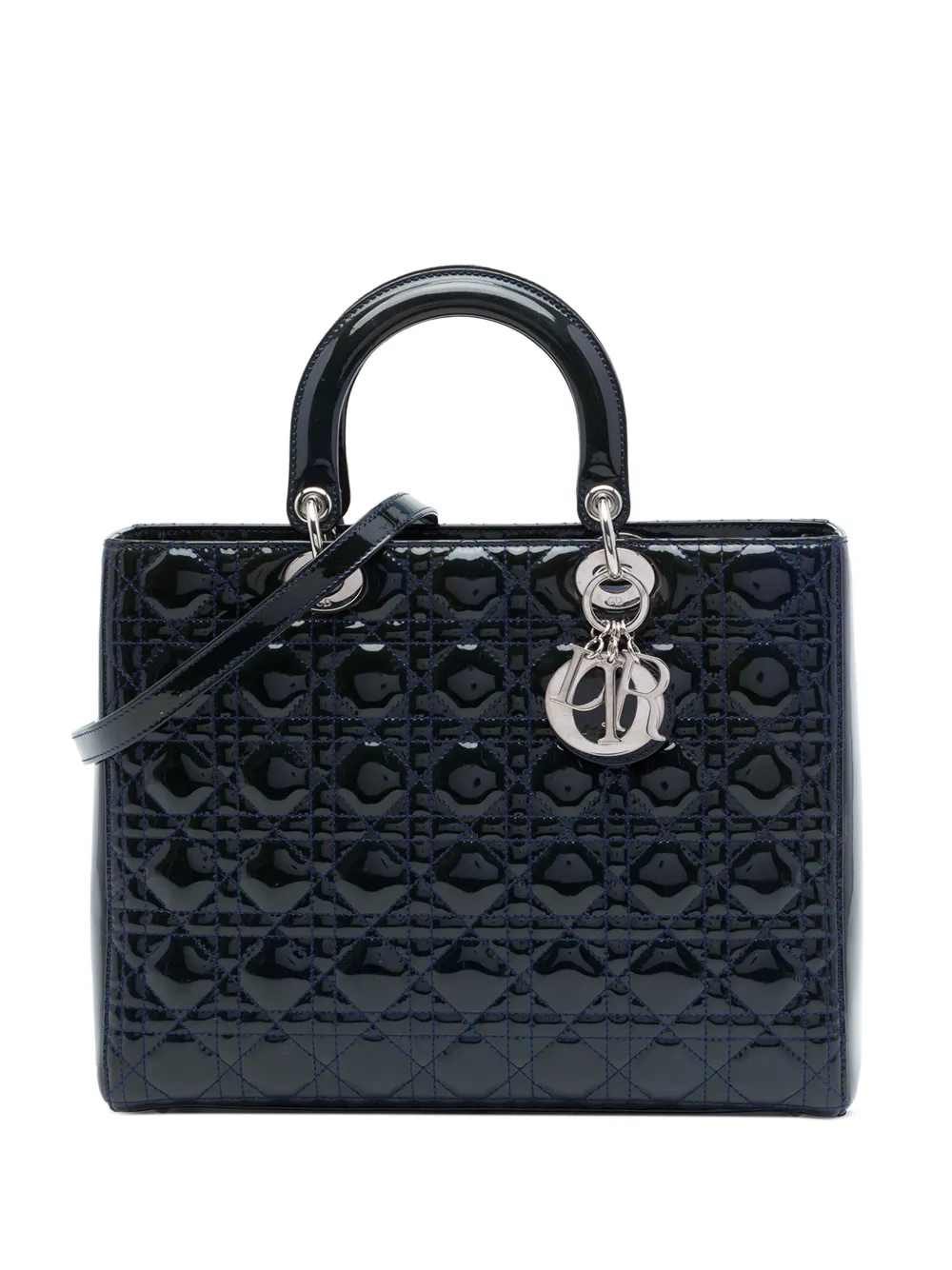 Christian Dior Pre-Owned 2011 Large Patent Cannage Lady Dior satchel - Blau
