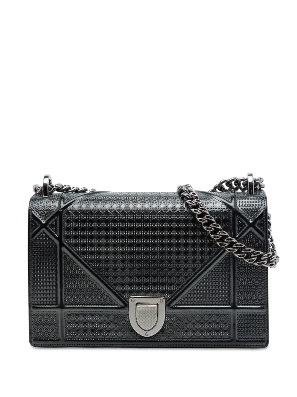 Christian Dior Pre-Owned 2016 Medium Patent Microcannage Diorama Flap crossbody bag - Schwarz