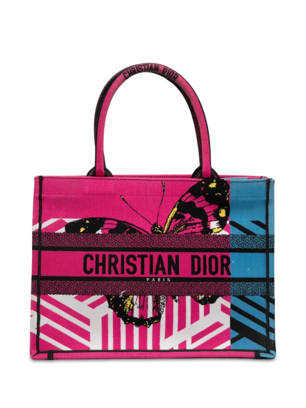 Christian Dior Pre-Owned 2022 Medium Embroidered Canvas Butterfly D Jungle Pop Book tote bag - Rosa
