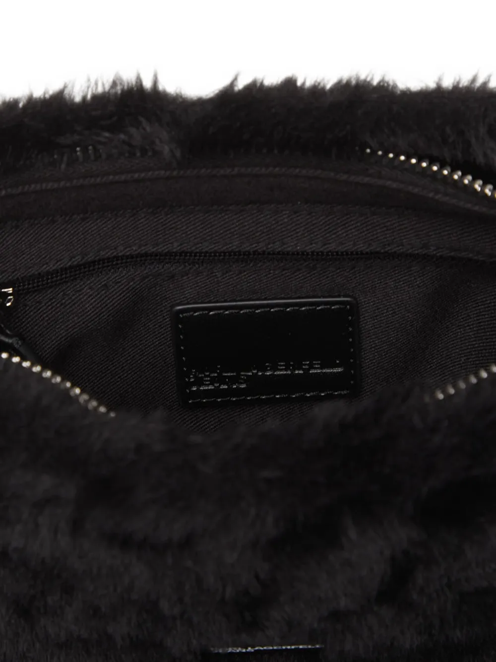 Karl Lagerfeld Jeans Schoudertas van imitatiebont met logo-band Zwart