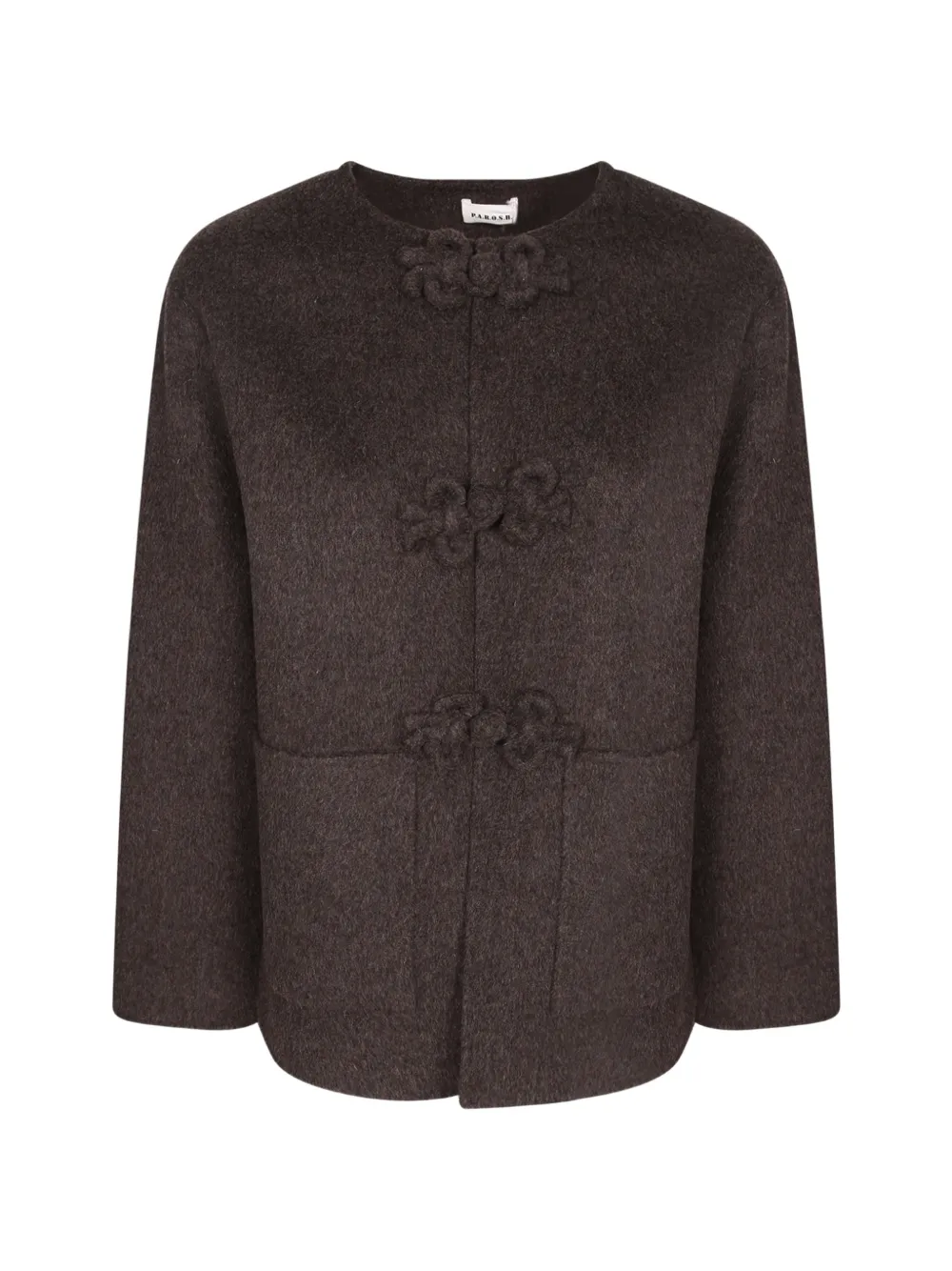 P.A.R.O.S.H. brushed-effect collarless coat - Brown