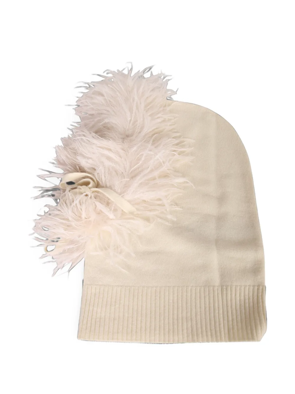 P.A.R.O.S.H. feather-embellished beanie hat - Bianco