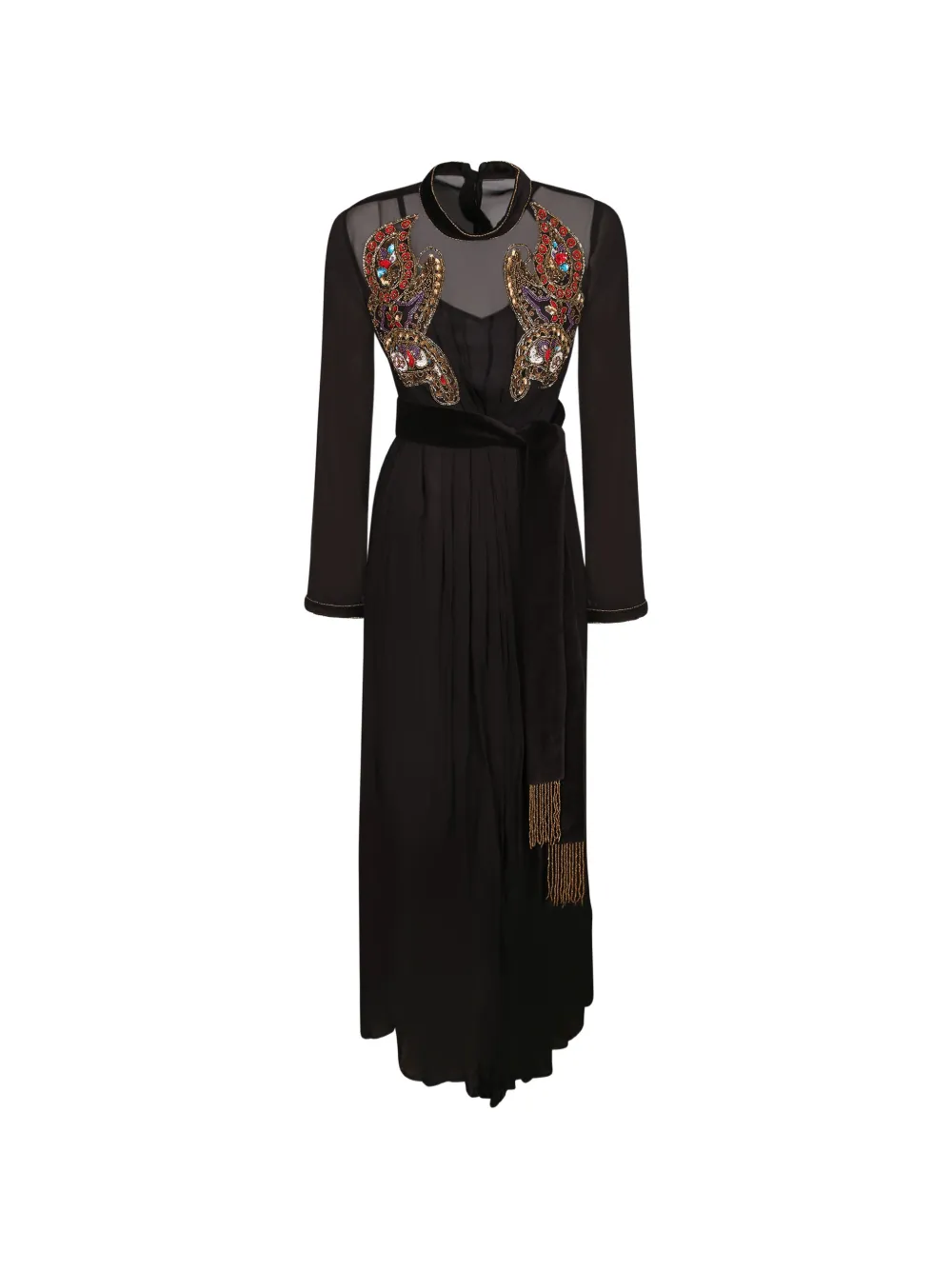 PHILIPPA 1970 semi-sheer paisley-embroidery maxi dress