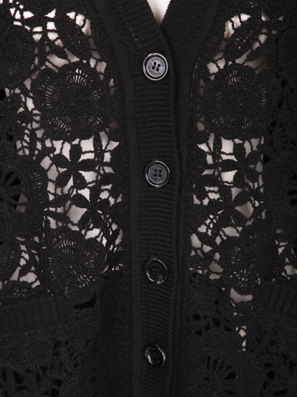 ERMANNO FIRENZE Vest met kanten vlak en geborduurde bloemen Zwart