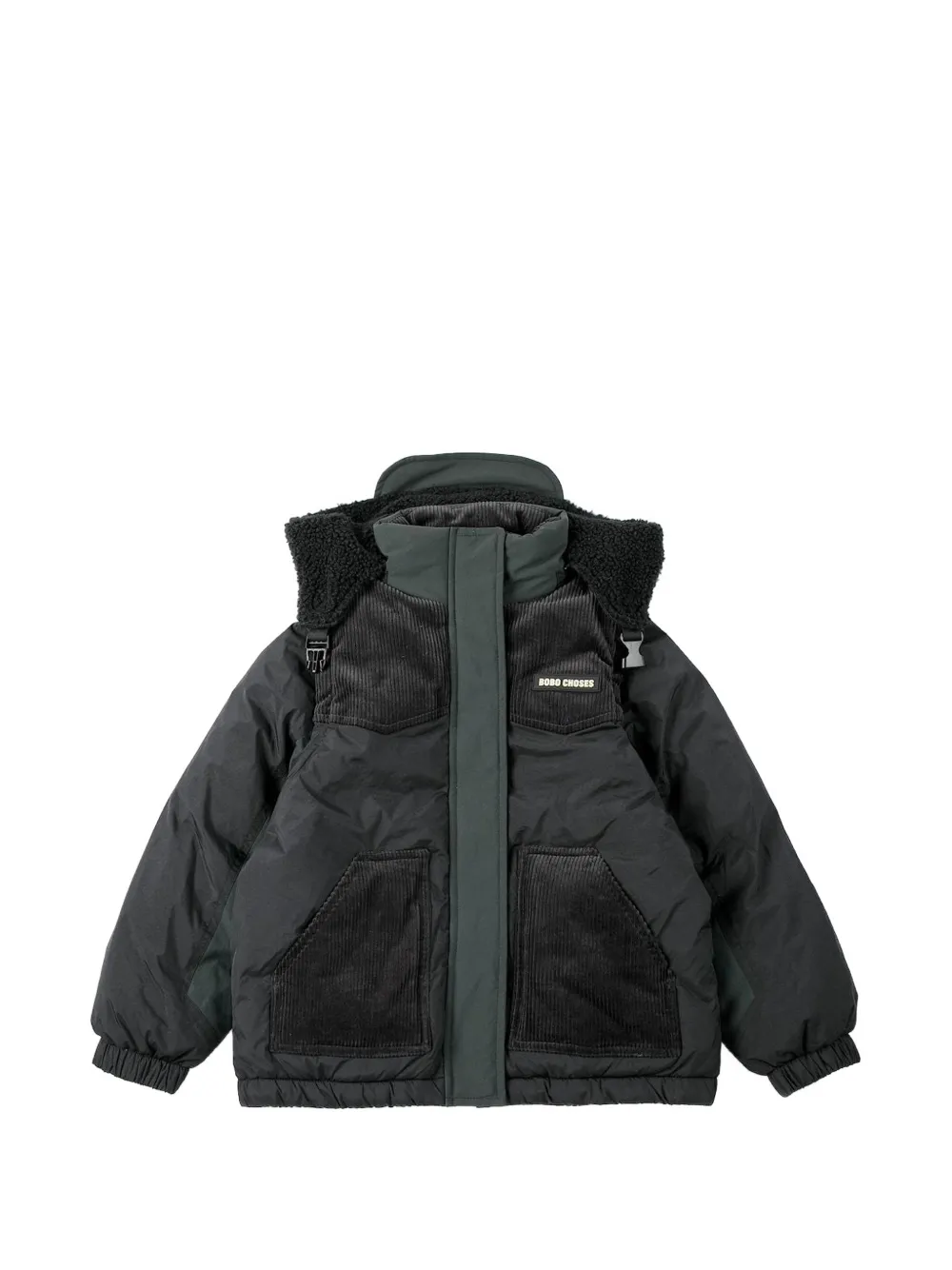 Bobo Choses corduroy-panel padded jacket - Nero