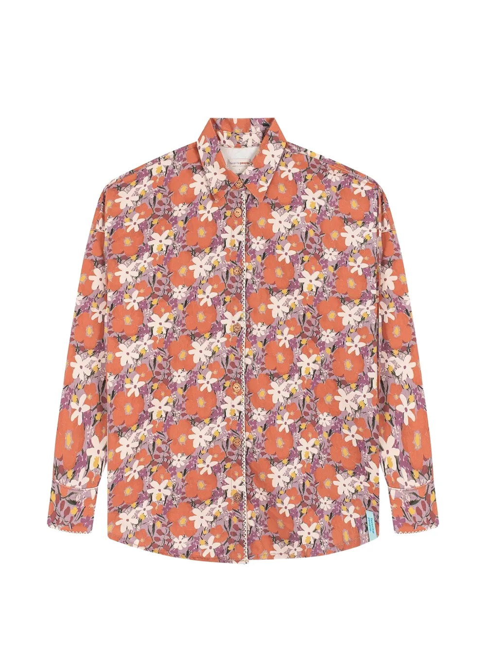 Favorite People Fairground floral-print blanket-stitch shirt