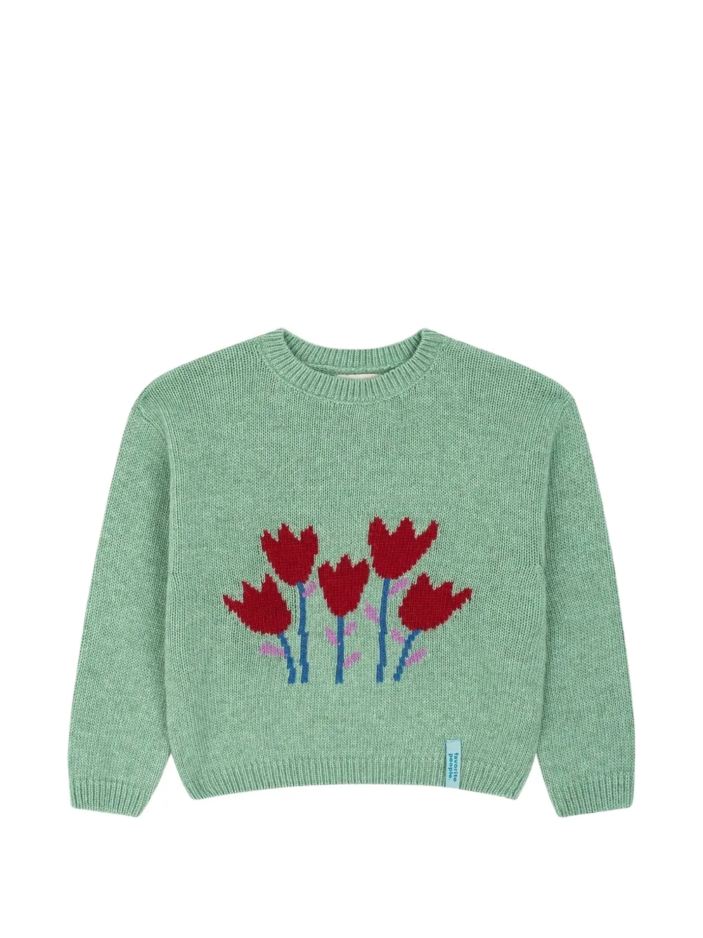 Favorite People Sunday Morning floral-intarsia knitted sweater - Verde