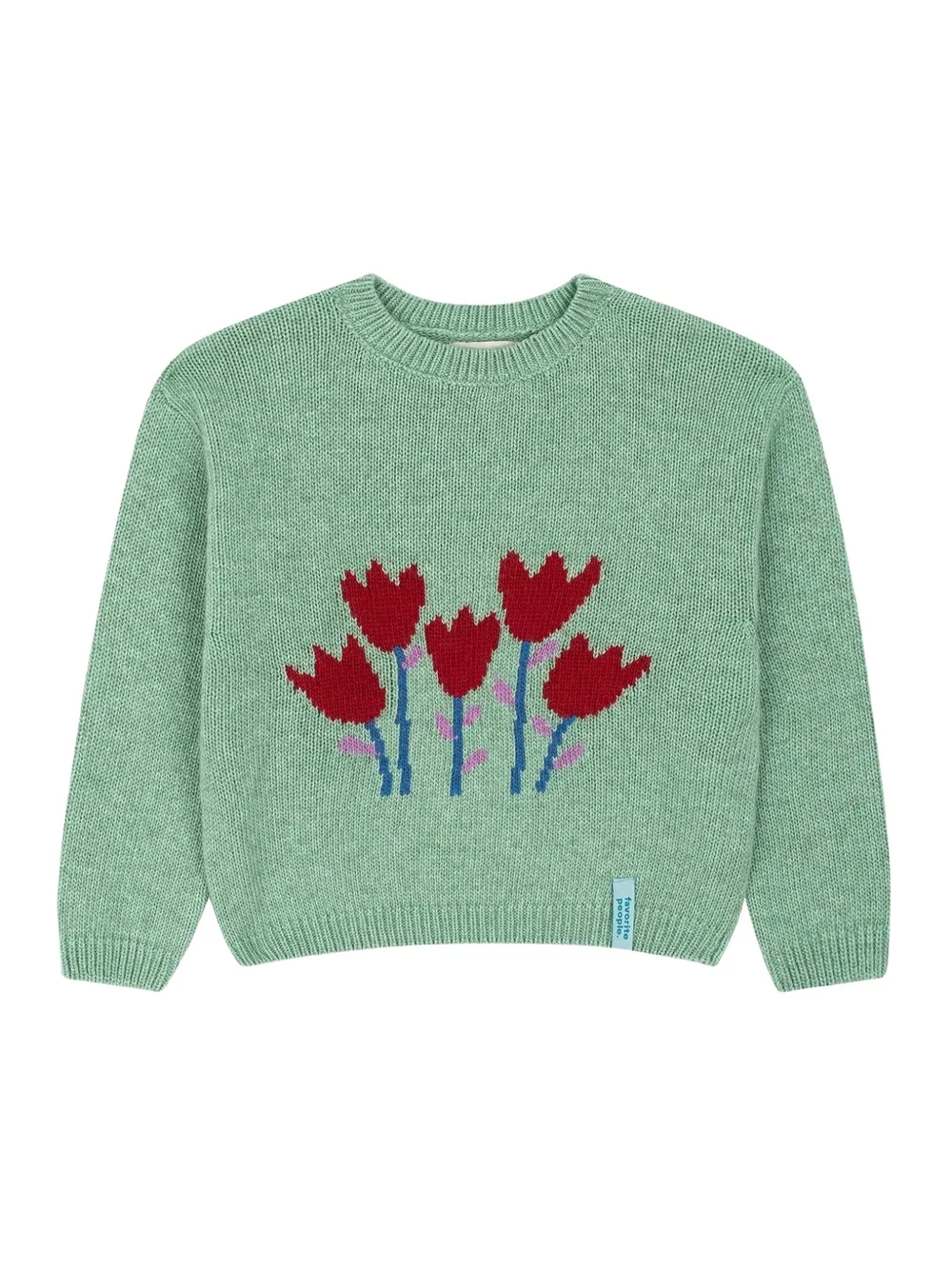 Favorite People Sunday Morning gebreide trui met bloemen-intarsia Groen