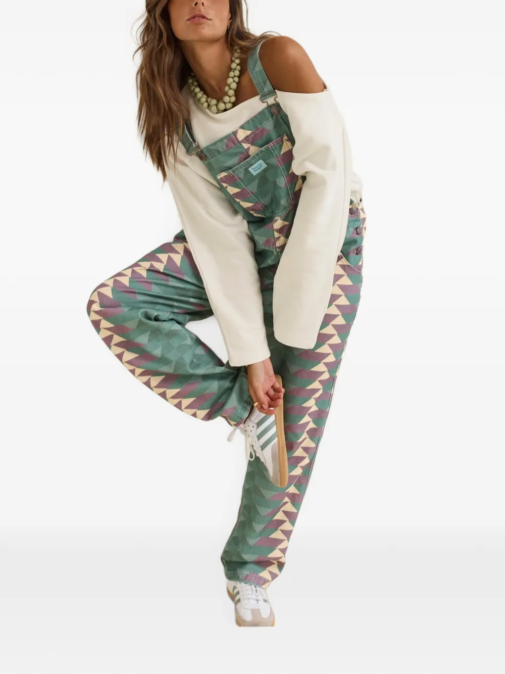 Favorite People Band overall met geometrisch patroon Groen