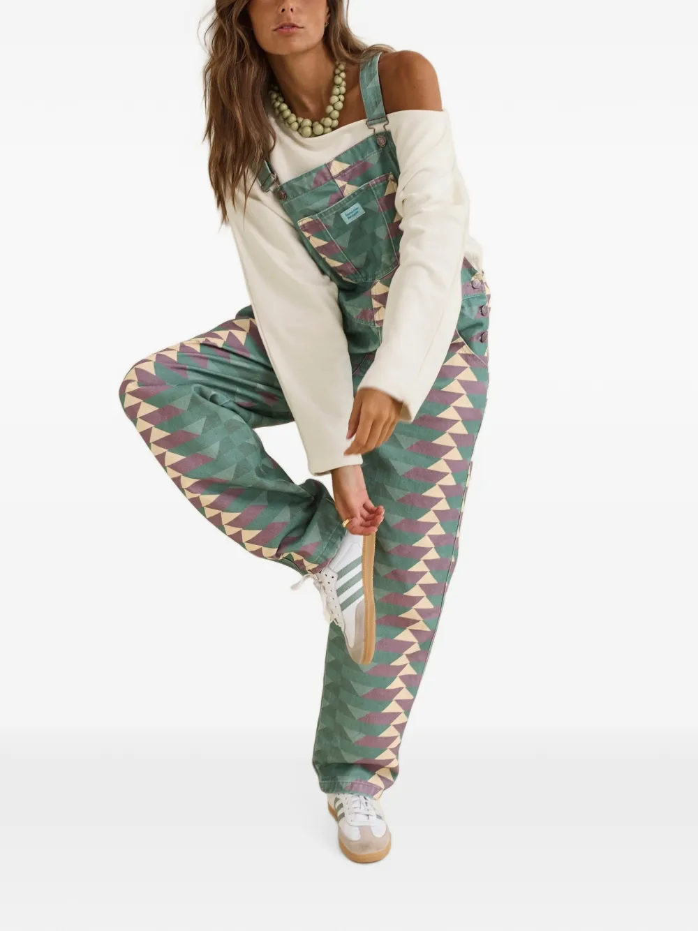 Favorite People Band overall met geometrisch patroon Groen